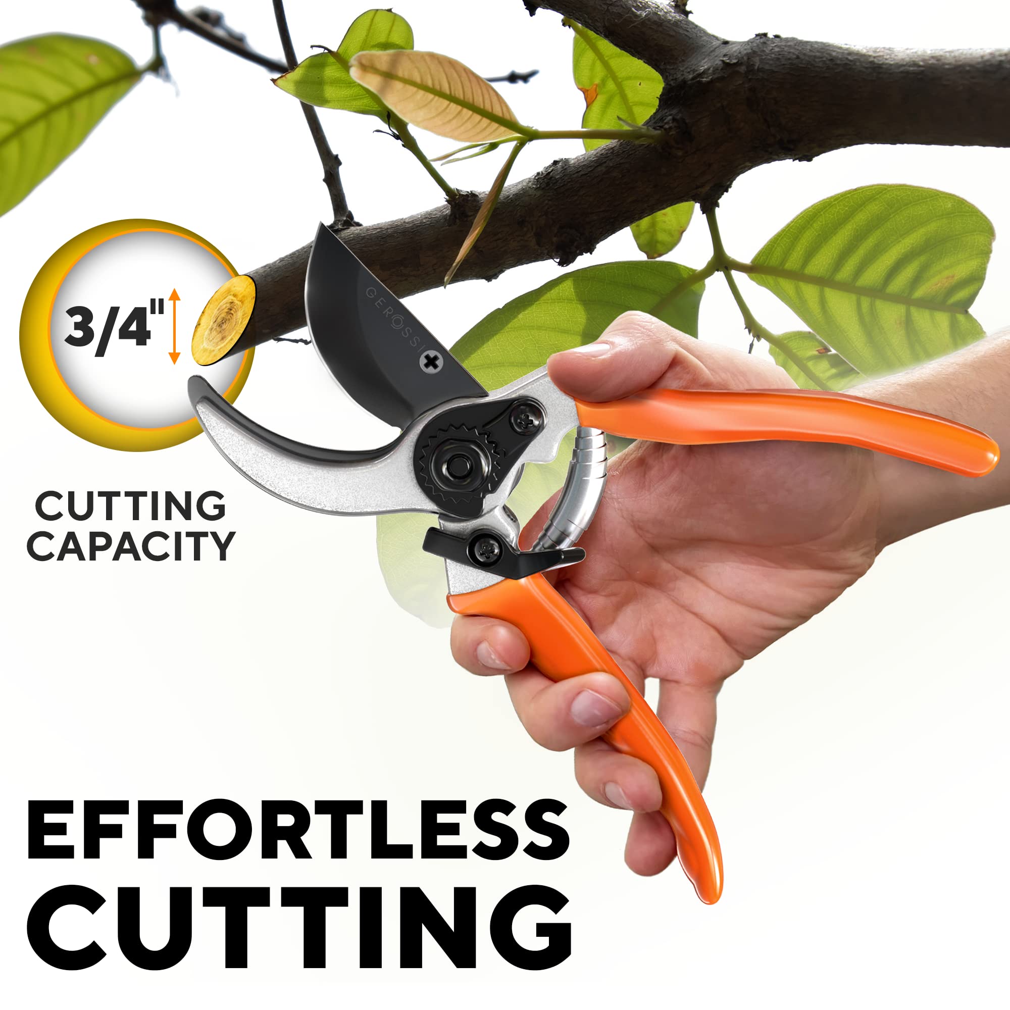 Premium Bypass Pruning Shears for Gardening - Heavy Duty, Ultra Sharp Garden Shears w/Ergonomic Grip Handle - Made w/Japanese Grade High Carbon Steel - Perfectly Cutting Through Anything in Your Yard