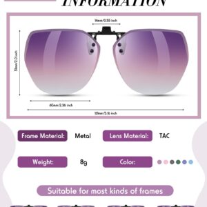 Weewooday 6 Pairs Polarized Polygon Style Clip On Sunglasses Flip Up Driving Clip on Glasses for Outdoors Indoors Men Women, 6 Colors