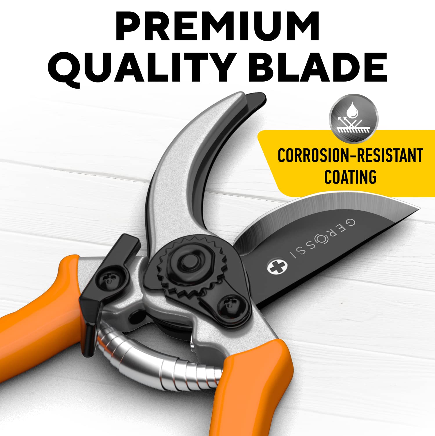 Premium Bypass Pruning Shears for Gardening - Heavy Duty, Ultra Sharp Garden Shears w/Ergonomic Grip Handle - Made w/Japanese Grade High Carbon Steel - Perfectly Cutting Through Anything in Your Yard