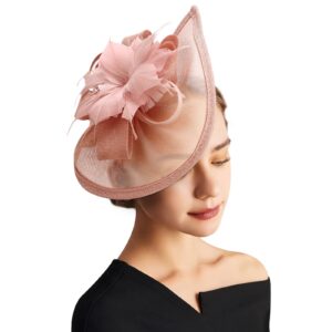 dreshow women fascinator hats tea party hat vintage pillbox hat headband for cocktail