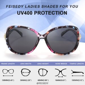 FEISEDY Women Oversized Polarized Sunglasses Ladies Large Shades Classic Fox Sunglasses B2730 (Floral, 58)