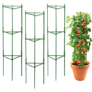 4ft 3-Pack Tomato Cage for Garden Plant Cages, Up to 48inch Plant Supports Tomato Trellis Stakes for Potted Plants, Heavy Duty Tomato Cages Cucumber Trellis for Garden Vertical Climbing Plants Flowers