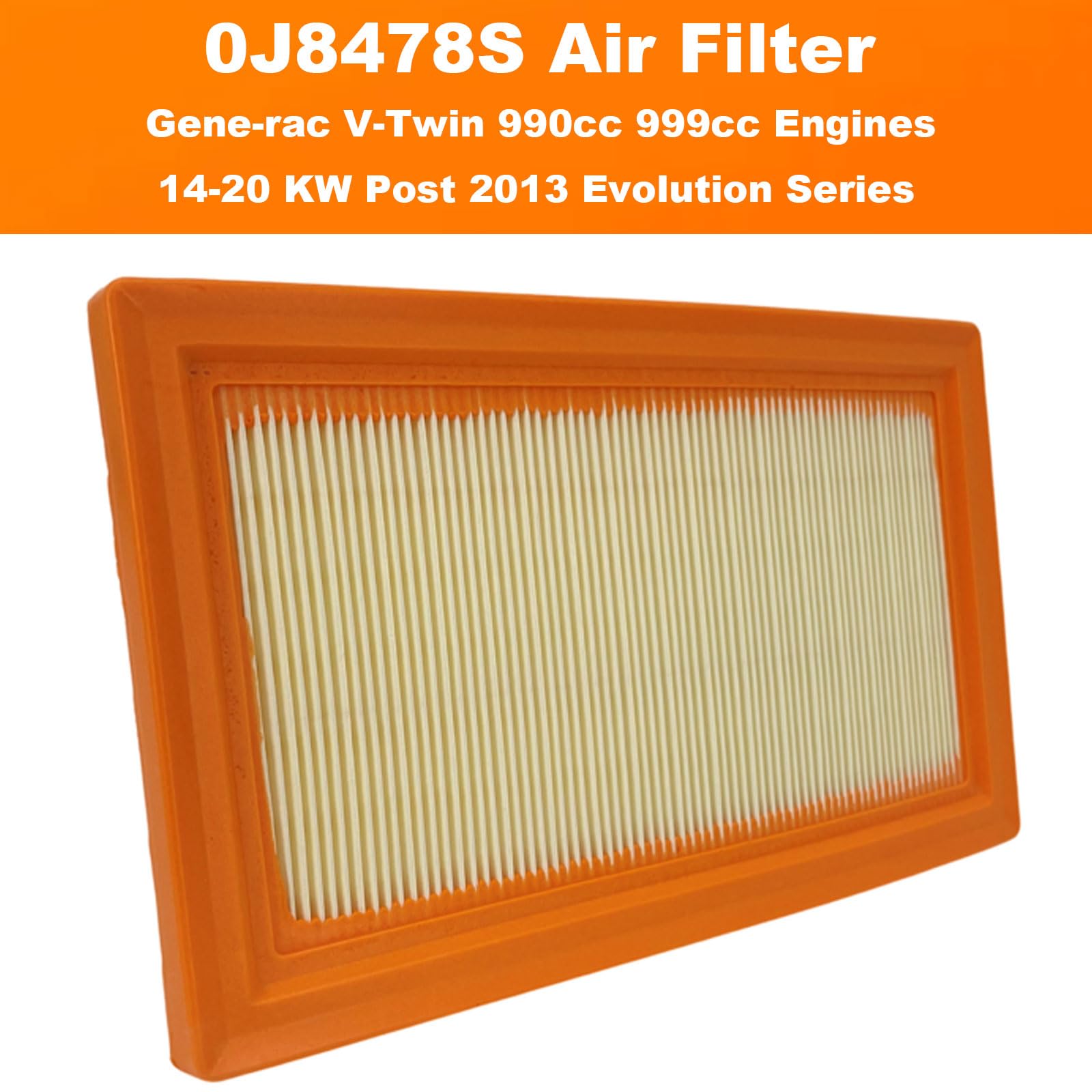 Jvfnxpm 0J8478S Air Filter for Gene-rac V-Twin 990cc 999cc Engines 14-20 KW Post 2013 Evolution Series - 2 Pieces