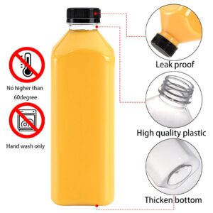 Cedilis 10 Pack 33oz Plastic Juice Bottles with Black Cap, Clear Reusable Containers with Lids, Great Disposable Bottles for Making Juice, Milk, Salad Dressing, Smoothie and Other Beverages