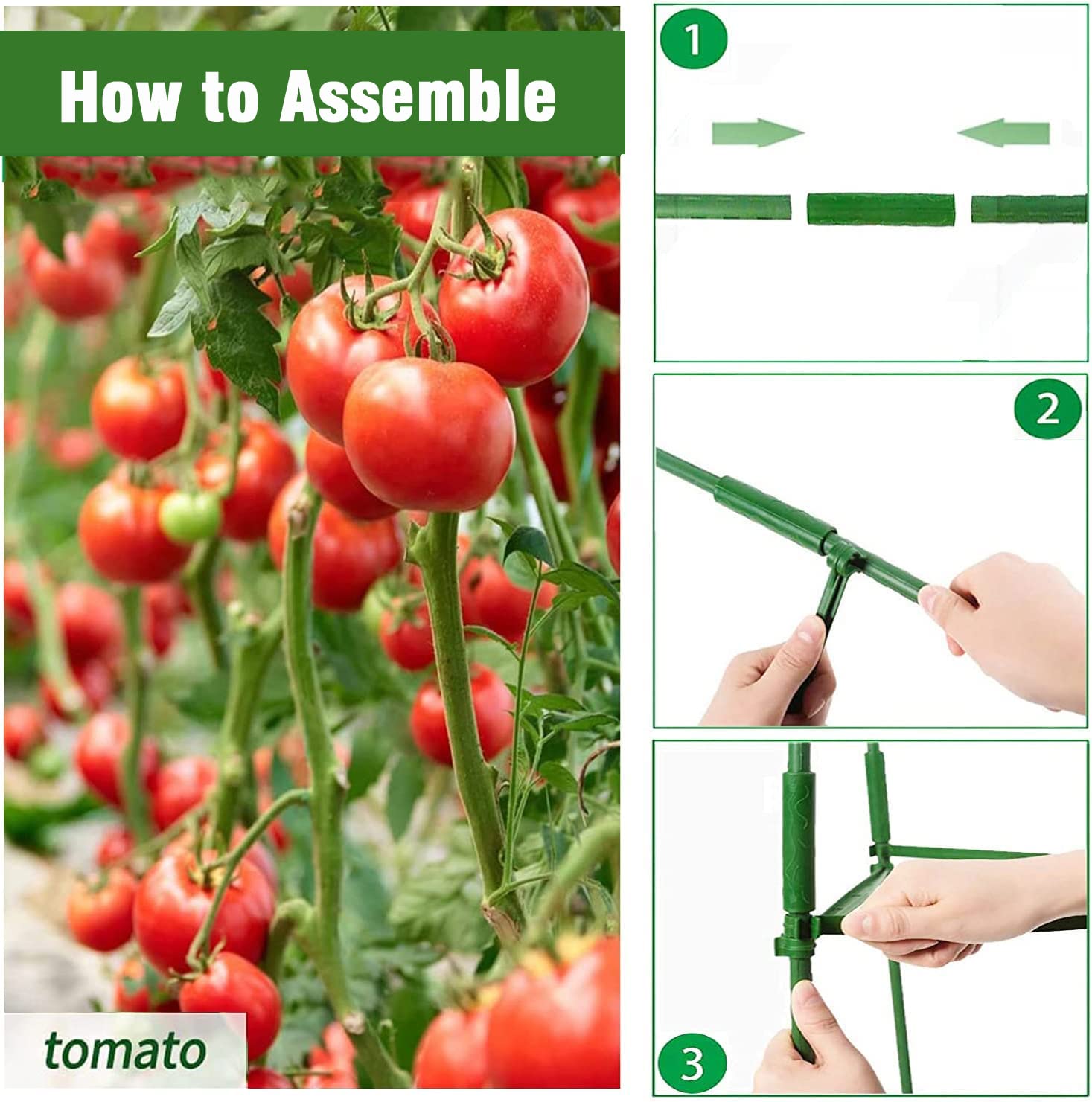 4ft 3-Pack Tomato Cage for Garden Plant Cages, Up to 48inch Plant Supports Tomato Trellis Stakes for Potted Plants, Heavy Duty Tomato Cages Cucumber Trellis for Garden Vertical Climbing Plants Flowers