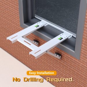 Powrocket Drill-Less Window Air Conditioner Bracket, Easy to Install Window AC Mounting Support Bracket,Heavy Duty Construction,Up to 200lbs