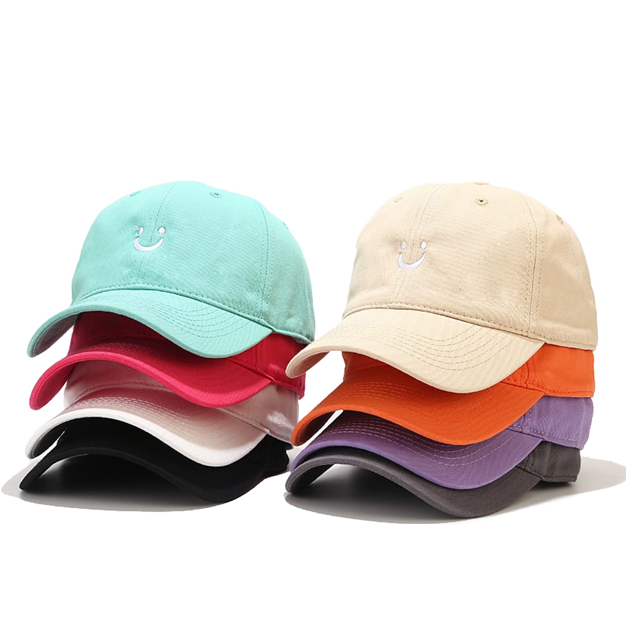 Umeepar Smile Face Baseball Cap for Women Men Adjustable Low Profile Unstructured Cotton Dad Hat (US, Alpha, One Size, Orange)