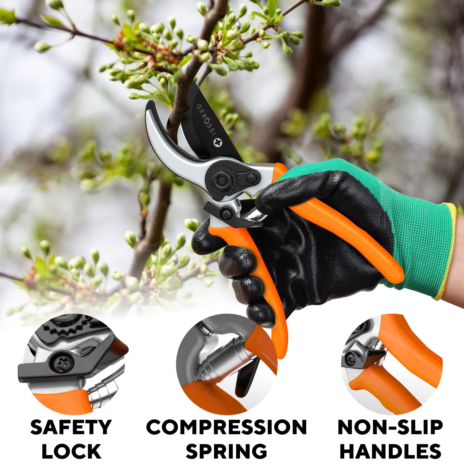 Premium Bypass Pruning Shears for Gardening - Heavy Duty, Ultra Sharp Garden Shears w/Ergonomic Grip Handle - Made w/Japanese Grade High Carbon Steel - Perfectly Cutting Through Anything in Your Yard