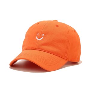 umeepar smile face baseball cap for women men adjustable low profile unstructured cotton dad hat (us, alpha, one size, orange)