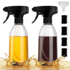 gmisun oil sprayer for cooking, 2 pack olive oil spray bottle, 10oz food-grade plastic oil spritzer mister, refillable oil dispenser bottle for salad, bbq, grilling, kitchen baking, roasting