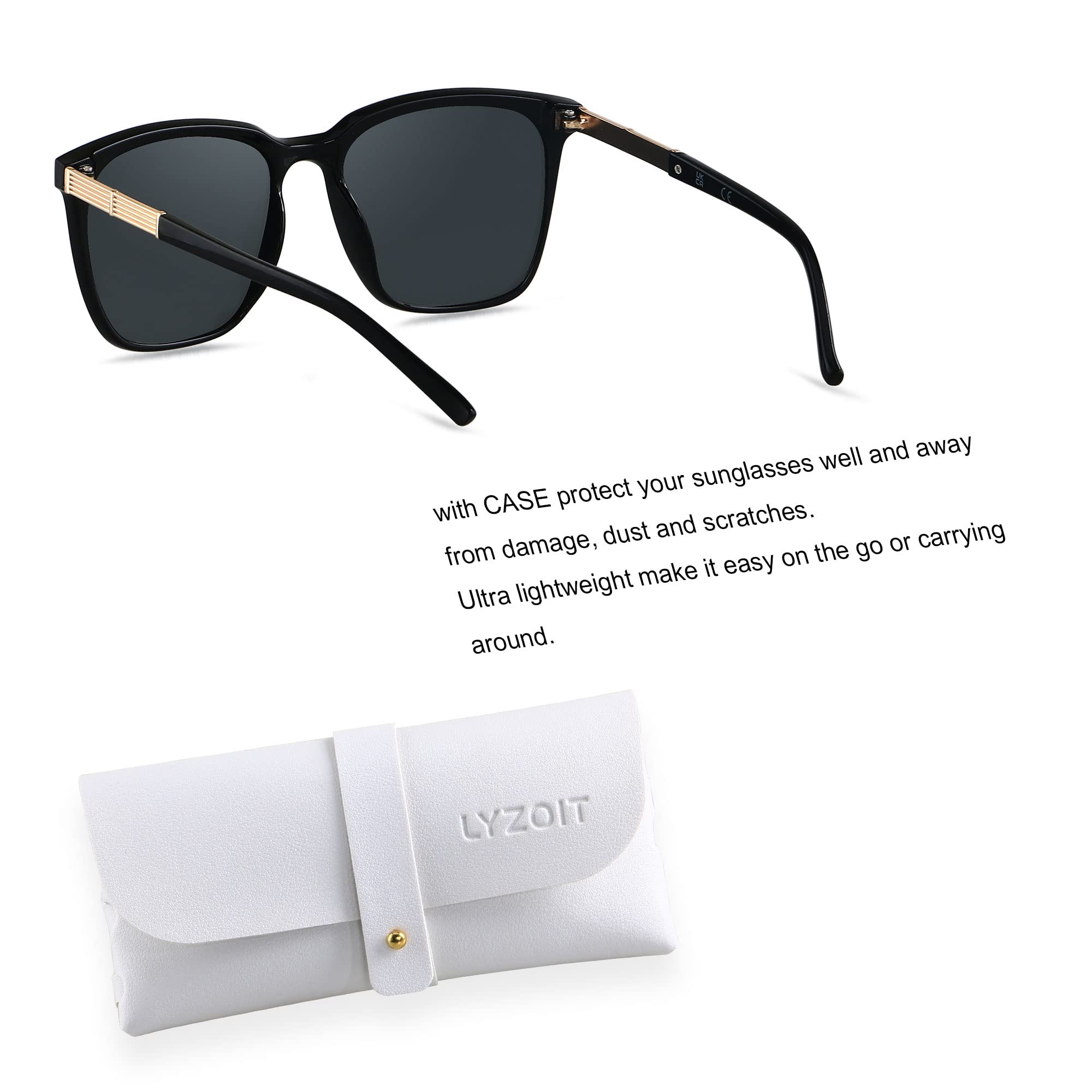 LYZOIT Oversized Sunglasses for Women Mirrored Big Large Shades 2 Pack Fashion Square Frame Sun glasses UV Protection Black Rose Gold