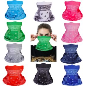 cutewing 10pcs paisley neck gaiter face mask magic headband outdoor bandanas multi headwear sweatband elastic seamless face cover for yoga running hiking with uv resistant