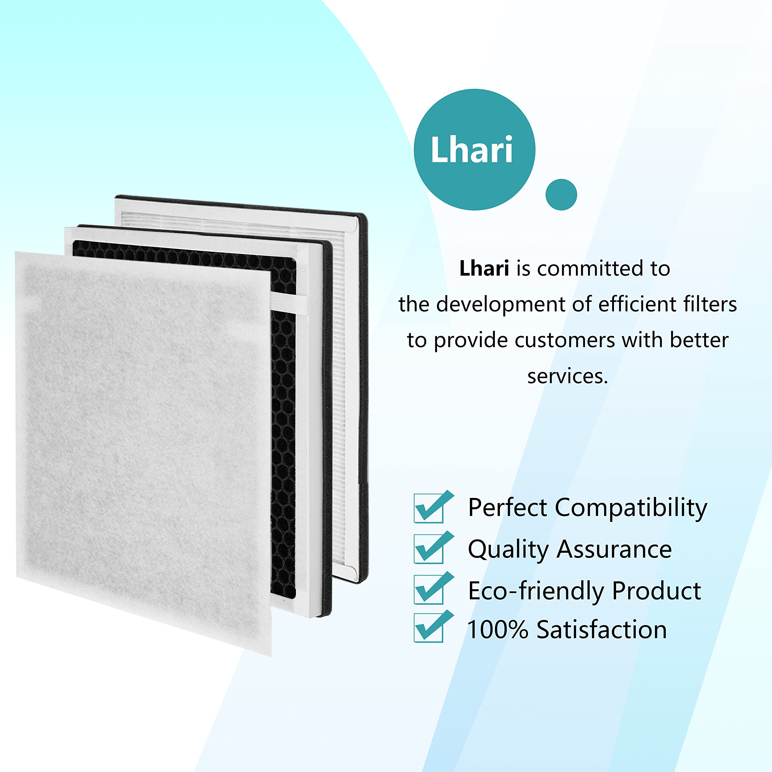 Lhari 2-Pack IC-5018 IC5120 True Hepa Filter, Compatible with InvisiClean Aura IC-5018, Aura II IC-5018 and Sensa IC-5120 Air Purifier, H13 Grade 3-in-1 True HEPA Filter