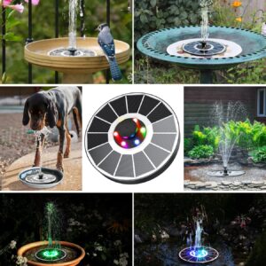 Yzert Solar Fountain Full Glass Panel with 2200 Capacity Battery, 3.5W Floating Solar Bird Bath Fountains with 4 Fixed Rods, Solar Fountain Pump for Bird Bath, Garden, Pond, Pool, Outdoor-Colorful