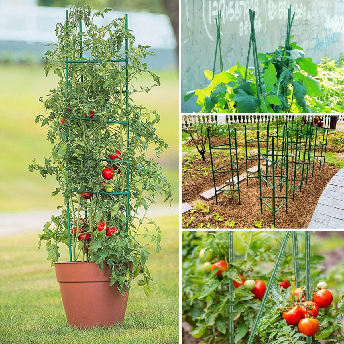 4ft 3-Pack Tomato Cage for Garden Plant Cages, Up to 48inch Plant Supports Tomato Trellis Stakes for Potted Plants, Heavy Duty Tomato Cages Cucumber Trellis for Garden Vertical Climbing Plants Flowers