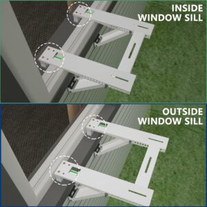 Wintcomfort Window Air Conditioner Bracket, Heavy Duty AC Support with 2 Arms, Up to 200 lbs, Universal Fit 5,000 to 22,000 BTU Window Units