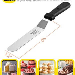 Anaeat Icing Spatula, Professional Cake Angled Offset Spatula with 6" Stainless Steel Blade - Thickened Frosting Knife with Durable Plastic Handle for Cake Decorating, Pastry & Baking