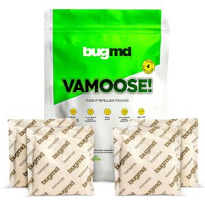 bugmd vamoose rodent repellent pouches (1 pack, 4 pouches) – plant-powered rat repellent, mouse deterrent, indoor & outdoor mice repellent, best mouse repellent, natural rat & mouse repellent