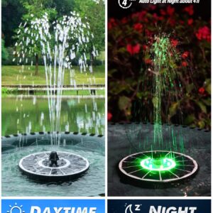 Yzert Solar Fountain Full Glass Panel with 2200 Capacity Battery, 3.5W Floating Solar Bird Bath Fountains with 4 Fixed Rods, Solar Fountain Pump for Bird Bath, Garden, Pond, Pool, Outdoor-Colorful