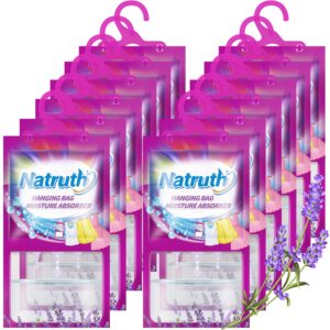 natruth 12-pack moisture absorber bags with lavender,desiccant hanging bag use for kitchen bathroom wardrobe, eliminates odors，odor absorber humidity packs, hanging closet dehumidifier bags for closet