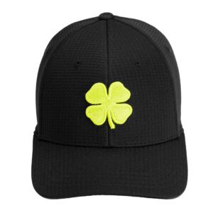 Black Clover Flex Waffle 7 Black S/M Hat with Neon Yellow Clover