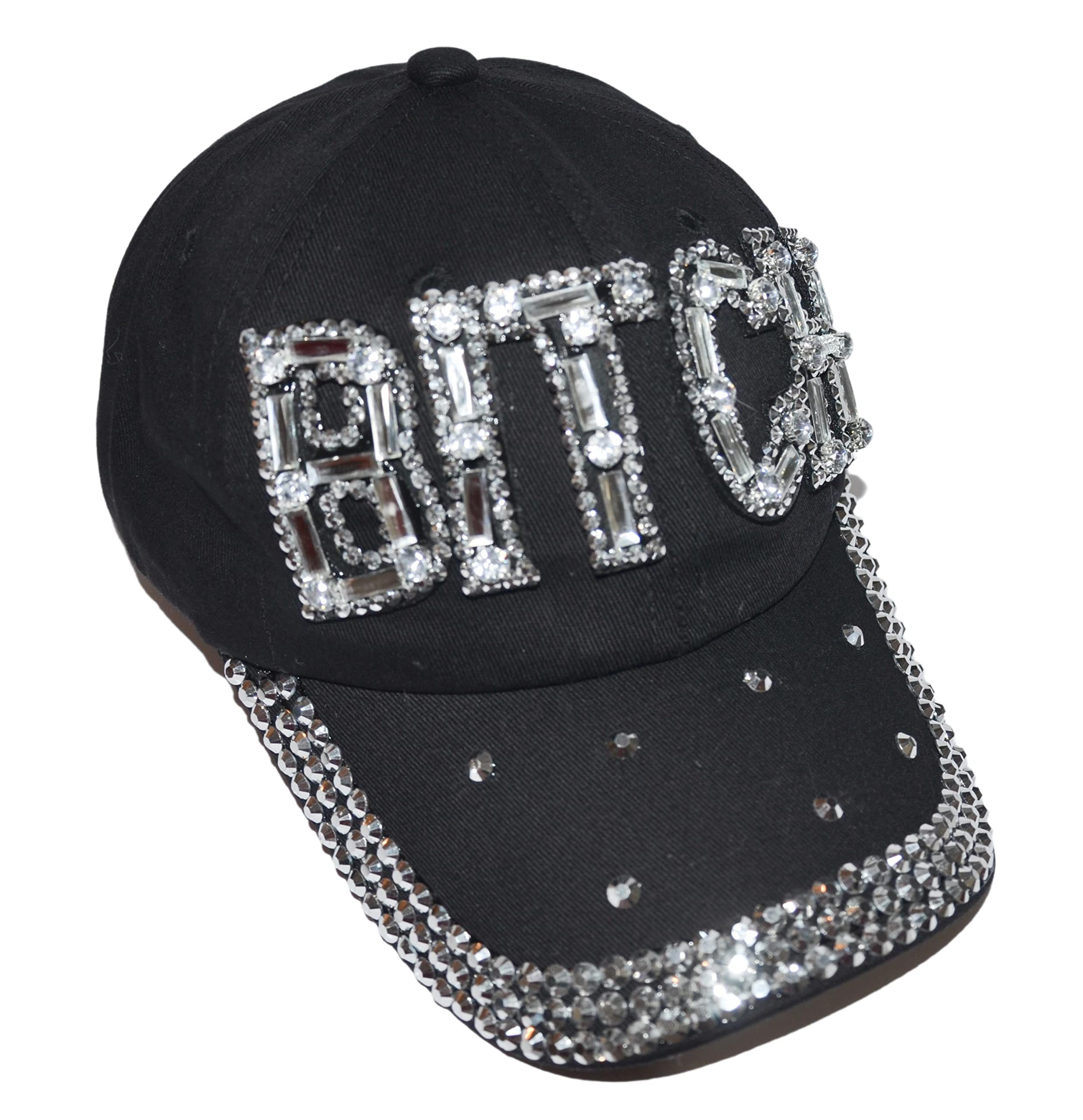 Popfizzy Bitch Hats for Women, Funny Trucker Hat, Bling Rhinestone Hat, Funny Birthday Bitch Gift for Bad Bitches Distressed Baseball Cap