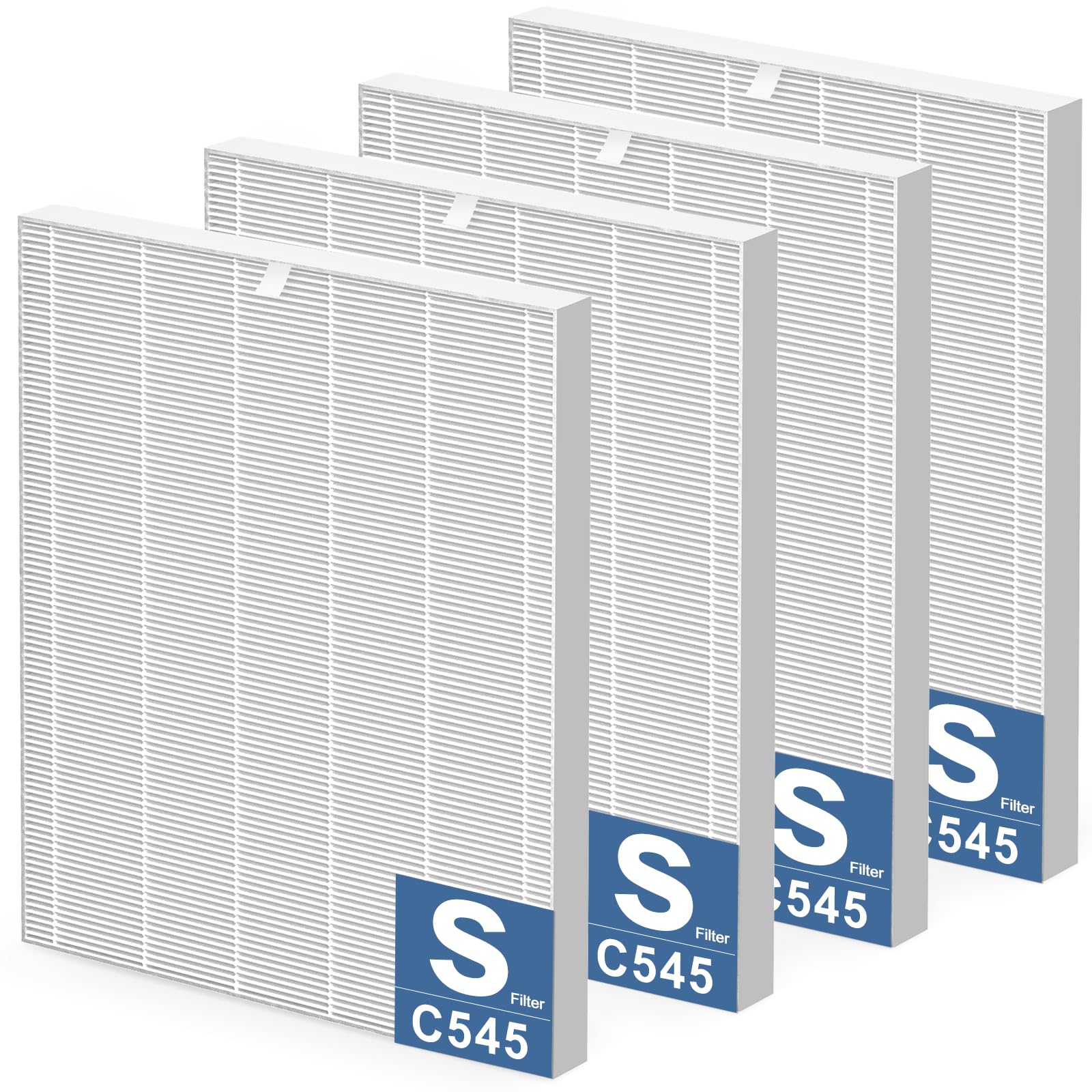 4 Pack C545 True HEPA Replacement Filter S Compatible with Winix C545 Air Purifier, Replaces Part 1712-0096-00 and 2522-0058-00, H13 True HEPA Filter Only