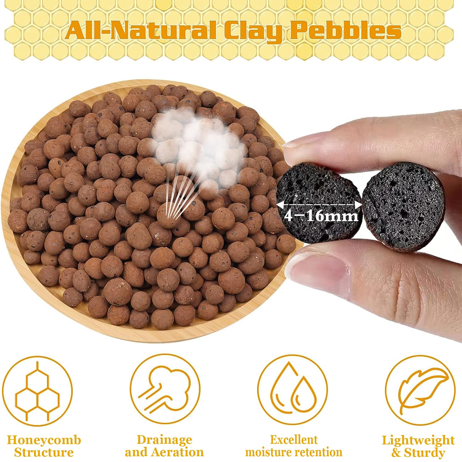 Legigo 10 LBS Organic Expanded Clay Pebbles, 4mm-16mm Lightweight Clay Leca Balls for Plants, Natural Hydroton Clay Pebbles for Hydroponic & Aquaponics Growing, Orchid Potting Mix, Drainage, Terrarium