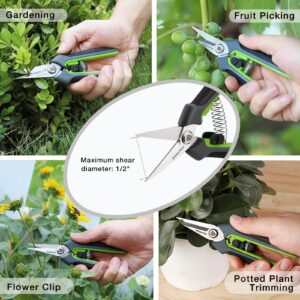 WORKPRO 2 Packs Pruning Shears, 6.5” Gardening Scissors Snips Clippers with Precision Blades, Hand Pruner Set with Sheaths