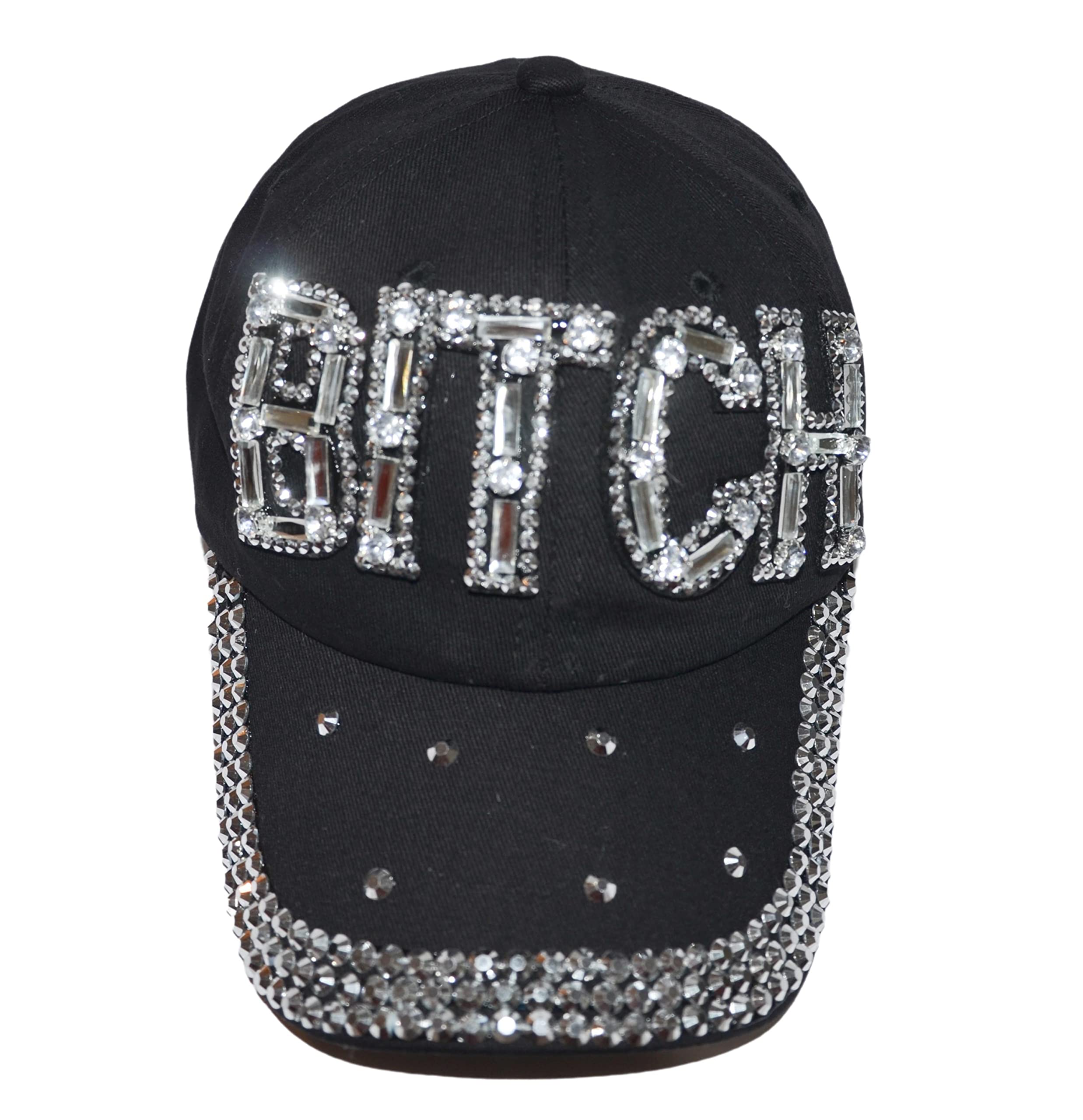 Popfizzy Bitch Hats for Women, Funny Trucker Hat, Bling Rhinestone Hat, Funny Birthday Bitch Gift for Bad Bitches Distressed Baseball Cap