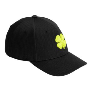 Black Clover Flex Waffle 7 Black S/M Hat with Neon Yellow Clover