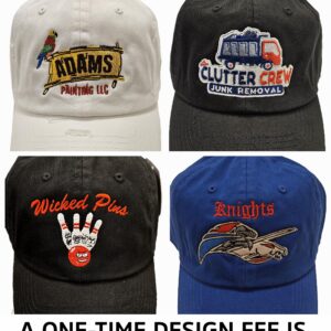 Custom Embroidered Hats Baseball Caps, Trucker, Flexfit, Fitted, Ponytail, Beanies, Kids, Bucket Front & Back (Dad Hat -Black)