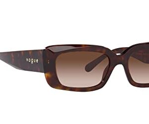 Vogue Eyewear Women's VO5440S Square Sunglasses, Dark Havana/Brown Gradient, 52 mm