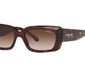 Vogue Eyewear Women's VO5440S Square Sunglasses, Dark Havana/Brown Gradient, 52 mm