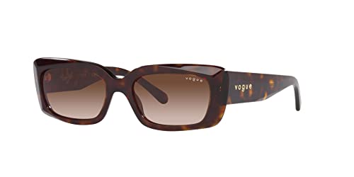 Vogue Eyewear Women's VO5440S Square Sunglasses, Dark Havana/Brown Gradient, 52 mm