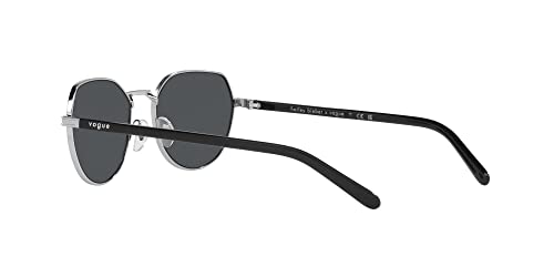 Vogue Eyewear Woman Sunglasses Silver Frame, Dark Grey Lenses, 53MM