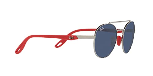 Ray-Ban RB3696M Scuderia Ferrari Collection Round Sunglasses, Gunmetal/Dark Blue, 51 mm