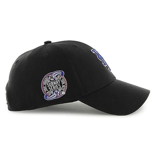 '47 New York Mets Sure Shot MVP Snapback Hat Baseball Cap - Black/2000 Subway Series Side Patch