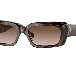 Vogue Eyewear Women's VO5440S Square Sunglasses, Dark Havana/Brown Gradient, 52 mm