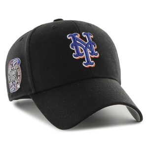 '47 New York Mets Sure Shot MVP Snapback Hat Baseball Cap - Black/2000 Subway Series Side Patch