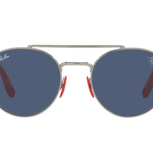 Ray-Ban RB3696M Scuderia Ferrari Collection Round Sunglasses, Gunmetal/Dark Blue, 51 mm