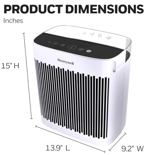 Honeywell InSight HEPA Air Purifier with Air Quality Indicator for Medium-Large Rooms (190 sq ft), White - Wildfire/Smoke, Pollen, Pet Dander, and Dust Air Purifier