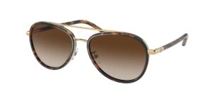 tory burch ty6089 330413 57mm dark tortoise/brown gradient aviator sunglasses for women + bundle with designer iwear eyewear kit