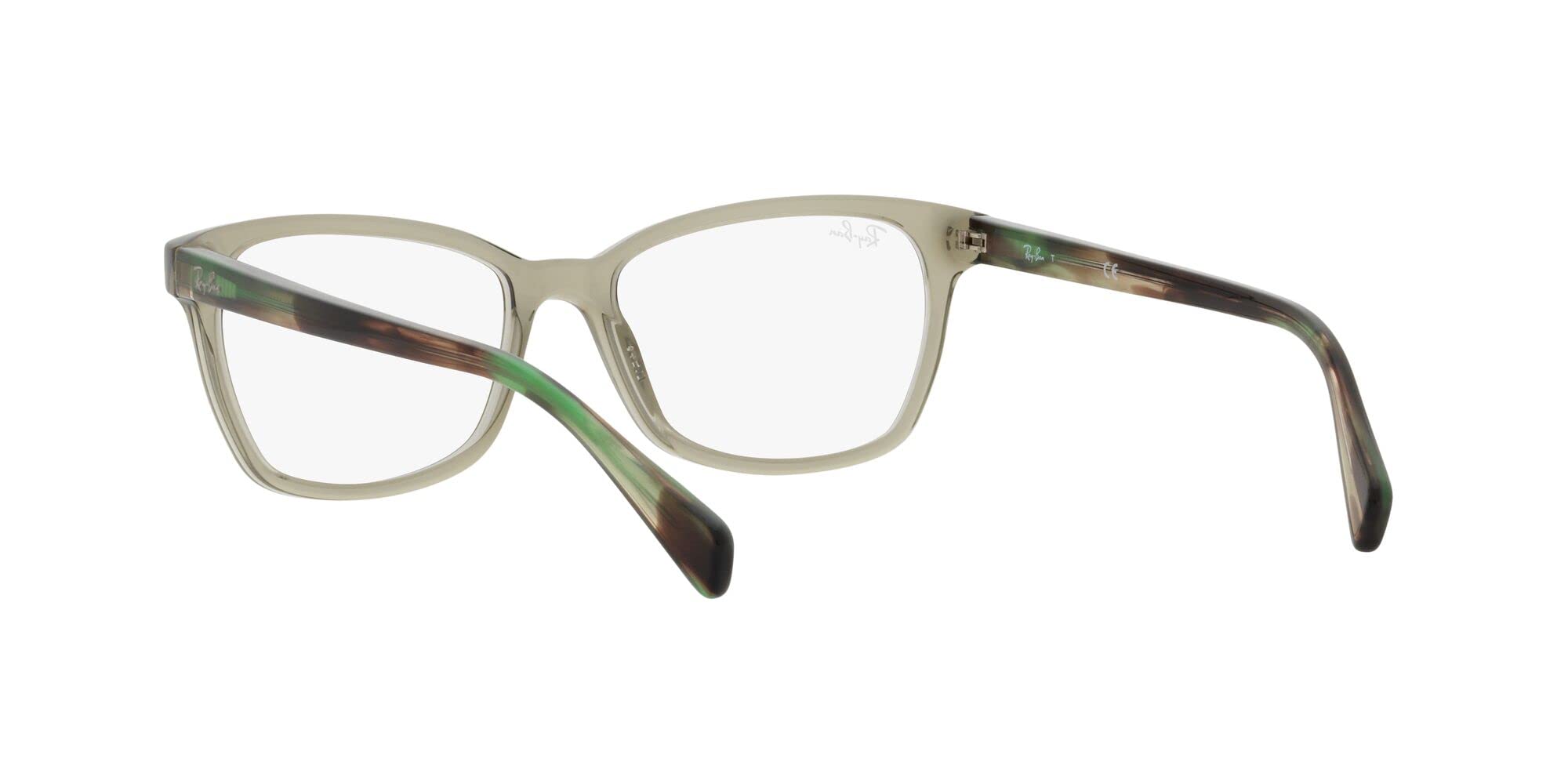 Ray-Ban RX5362 Square Prescription Eyewear Frames, Transparent Green/Demo Lens, 52 mm