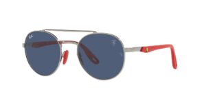 ray-ban rb3696m scuderia ferrari collection round sunglasses, gunmetal/dark blue, 51 mm