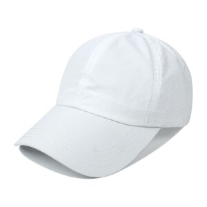 Ponytail Hat for Womens, Quick Drying Mesh Ponytail Hole Baseball Cap Sport Sun Hats White