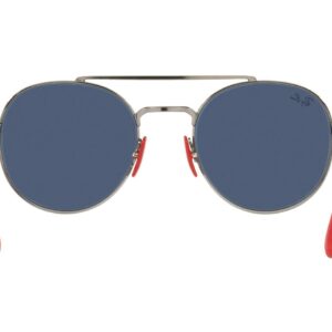 Ray-Ban RB3696M Scuderia Ferrari Collection Round Sunglasses, Gunmetal/Dark Blue, 51 mm