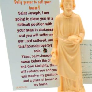 St Joseph Home Seller Kit with Magnetic Holy Card for Fridge Daily Novena Prayer Magnet with Saint Statue and Instructions