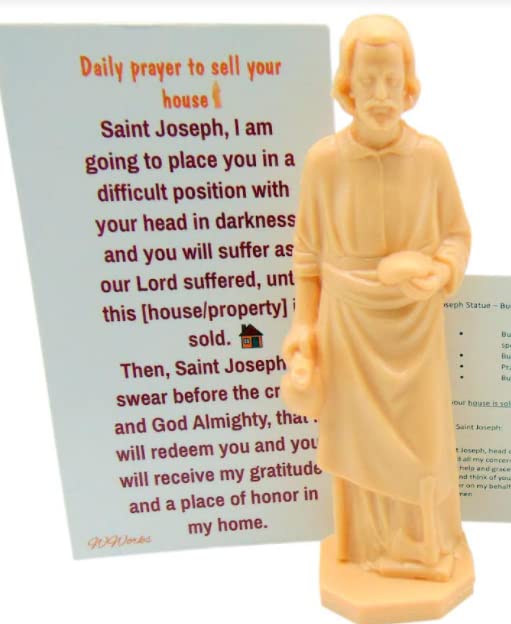 St Joseph Home Seller Kit with Magnetic Holy Card for Fridge Daily Novena Prayer Magnet with Saint Statue and Instructions