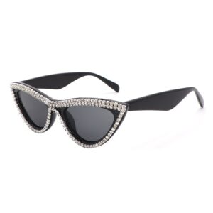 FUPRECIOUS Cat eye sunglasses Cute Trendy for Women Bling Fun Rhinestone Crystal Sun Sades